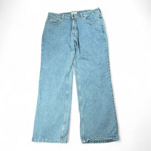 Vintage Van Heusen Jeans Mens 36x30 Blue Light Wash Relaxed Wide Leg Baggy Y2K